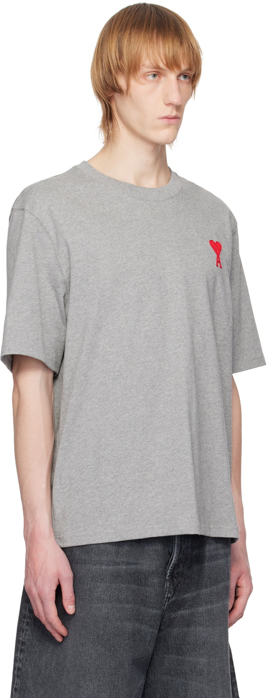 AMI Paris Gray Ami de Cœur T-Shirt AMI