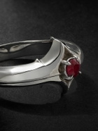 Alex Moss New York - Saber 14-Karat White Gold Ruby Ring - Silver