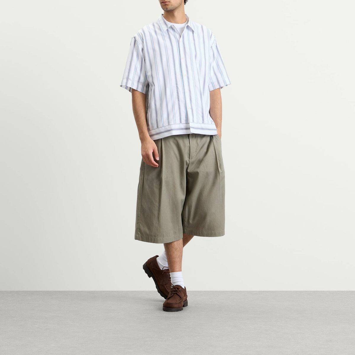 NN07 Men's Reed Boxy Short Sleeve Shirt in Blue Stripe