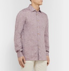 Kiton - Slim-Fit Mélange Linen Shirt - Brown