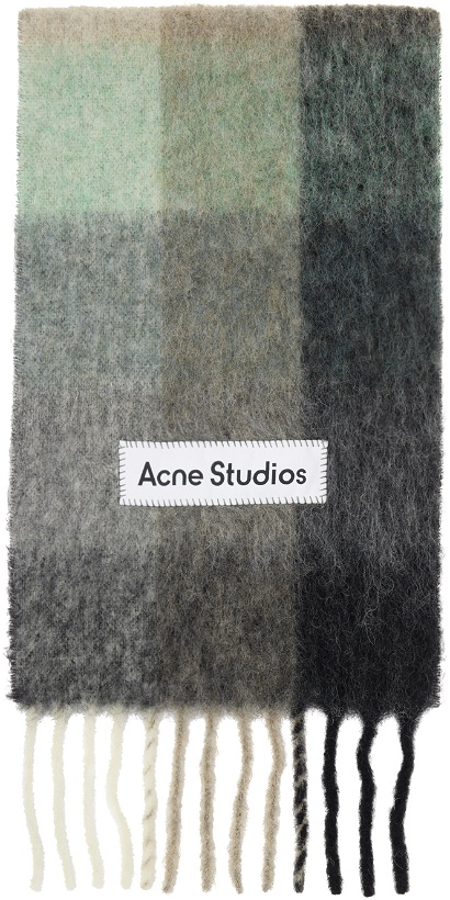 Photo: Acne Studios Green & Gray Check Scarf