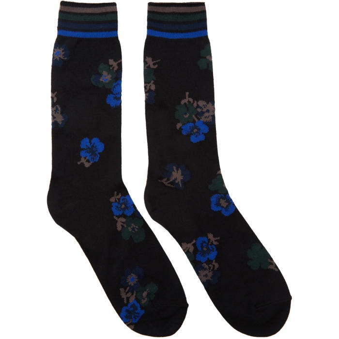Photo: Sacai Black and Blue Flower Socks