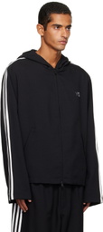Y-3 Black Hooded 3-Stripe Track Jacket
