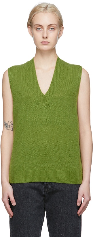 Photo: 6397 Green Cashmere Off-Gauge Boxy Vest