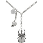 Alexander McQueen Silver Beetle and Skull Necklace