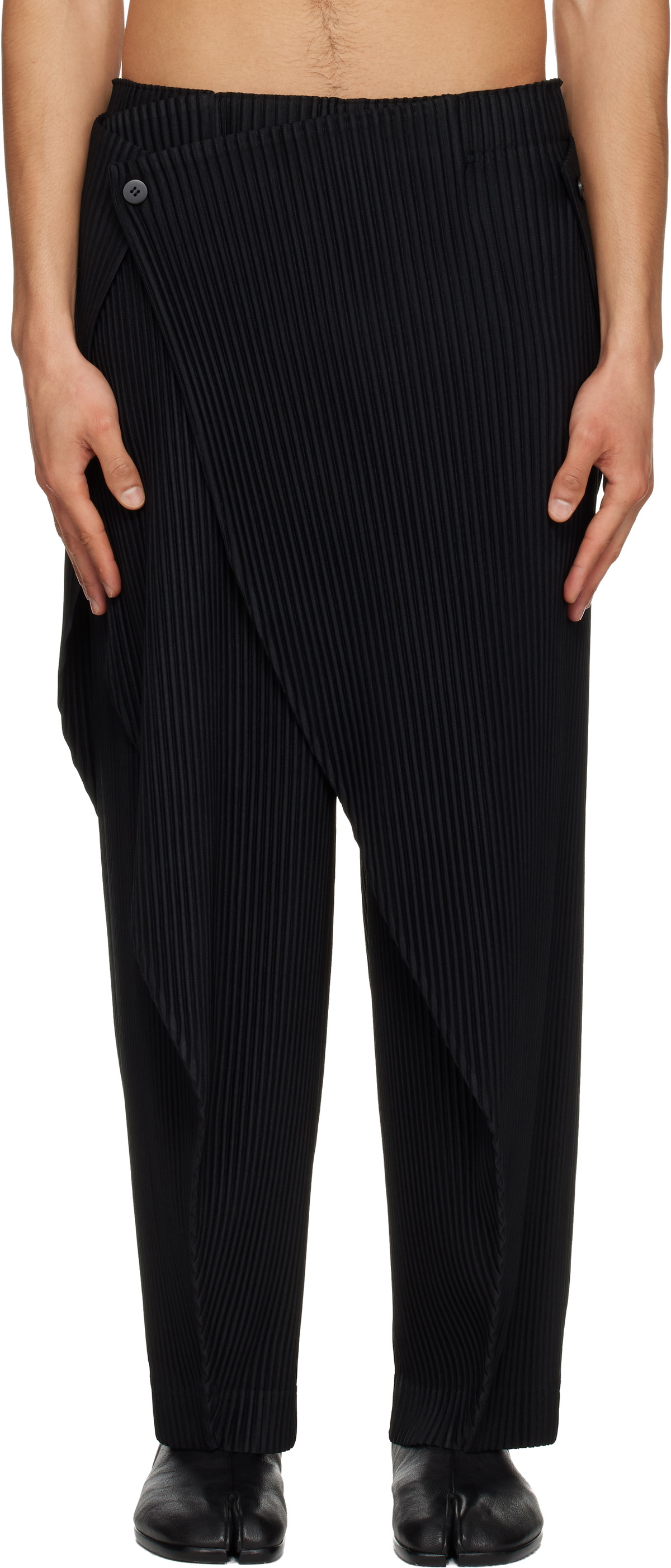HOMME PLISSÉ ISSEY MIYAKE Black Color Pleats 1 Trousers Homme