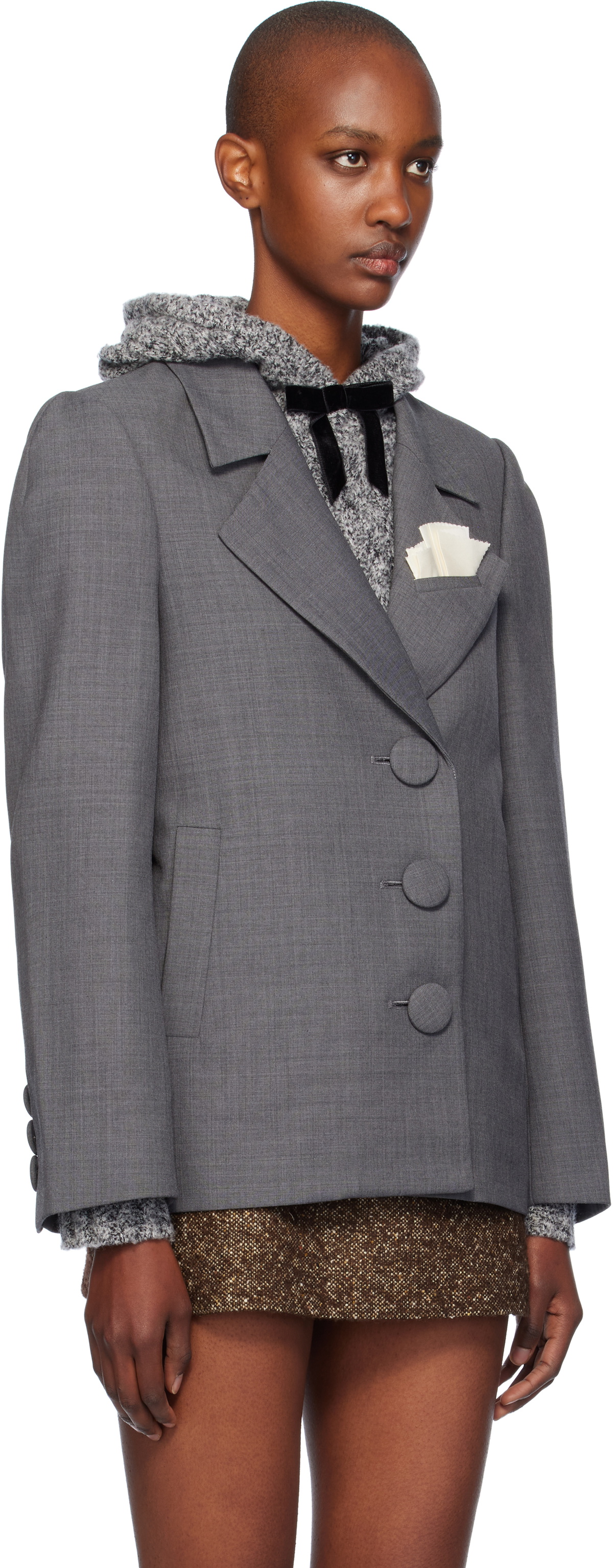 SHUSHU/TONG Gray Oversized Suit Blazer Shushu/Tong