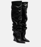 Balmain 95 leather wedge over-the-knee boots