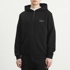 Moncler Men's Stripe Logo Zip Up Hoodie in Black