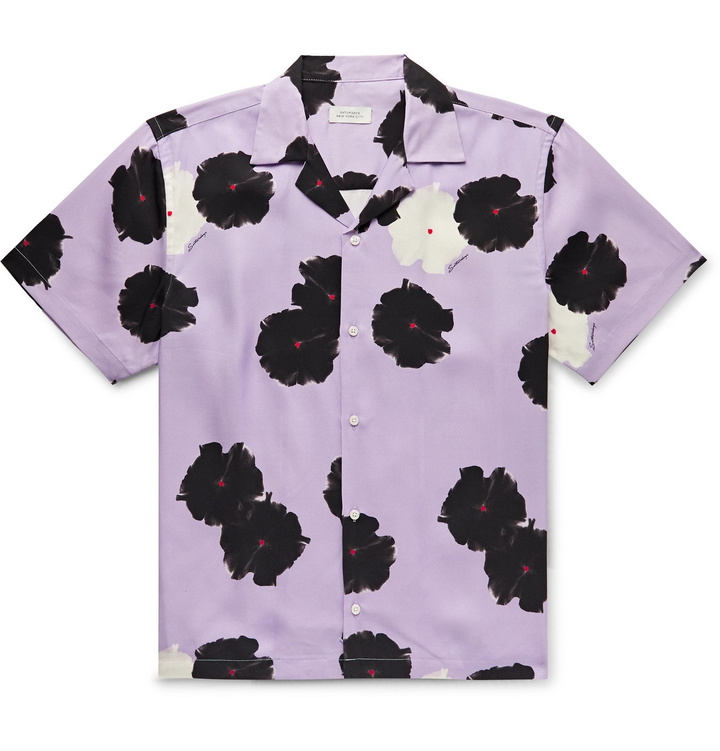 Photo: Saturdays NYC - Canty Camp-Collar Printed Lyocell Shirt - Purple