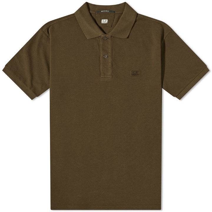 Photo: C.P. Company Men's Patch Logo Polo Shirt in Ivy Green