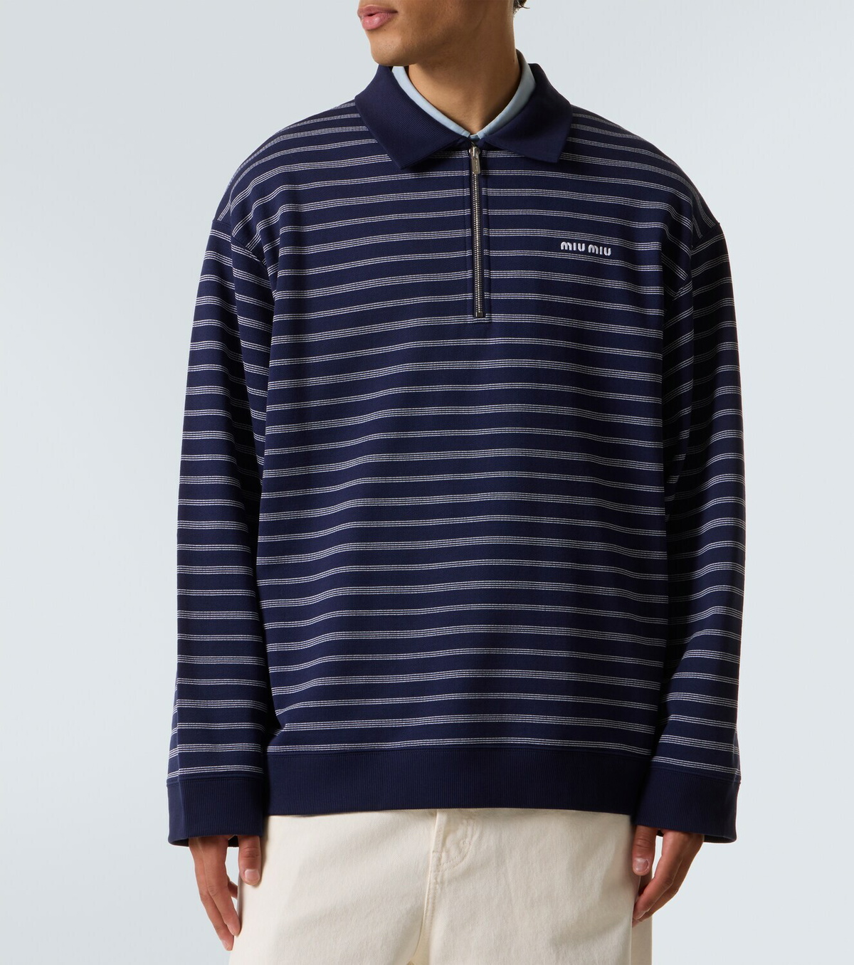 Miu Miu Striped cotton polo sweater