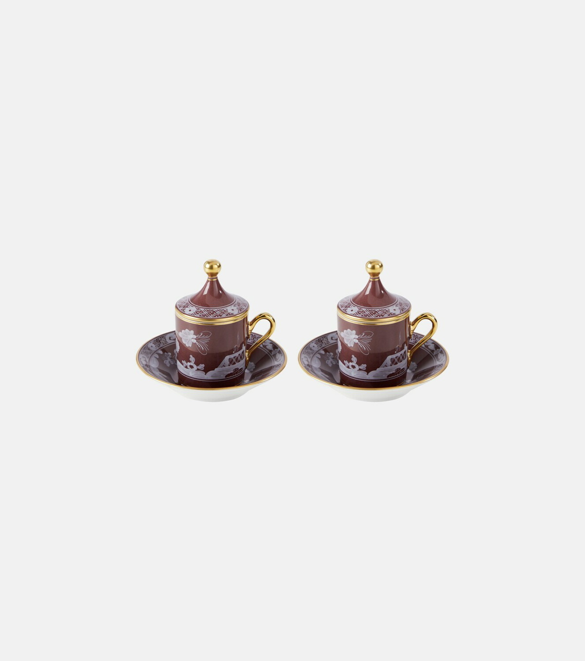 Ginori 1735 Oriente Italiano set of 2 porcelain coffee cups and saucers
