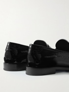 SAINT LAURENT - Le Loafer Monogram Logo-Appliquéd Patent-Leather Penny Loafers - Black