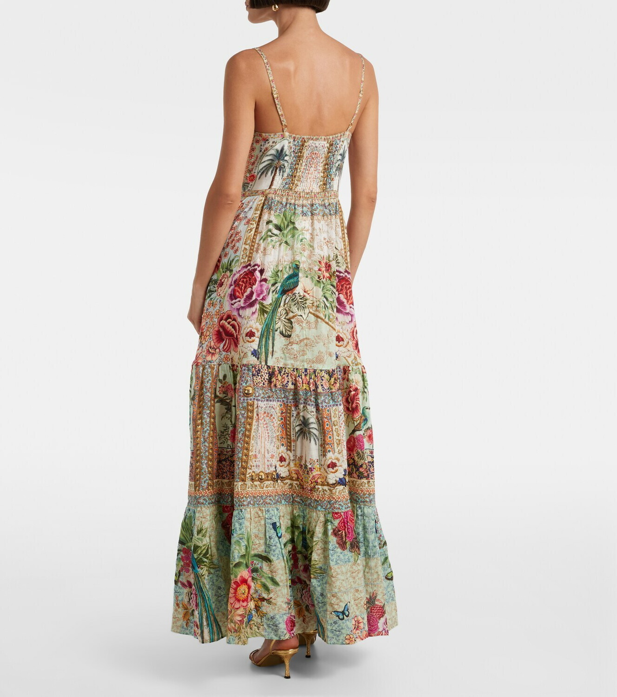 Camilla Embellished floral linen maxi dress