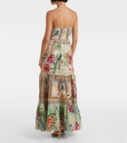 Camilla Embellished floral linen maxi dress
