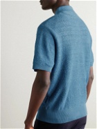 PIACENZA 1733 - Open-Knit Linen and Cotton-Blend Polo Shirt - Blue