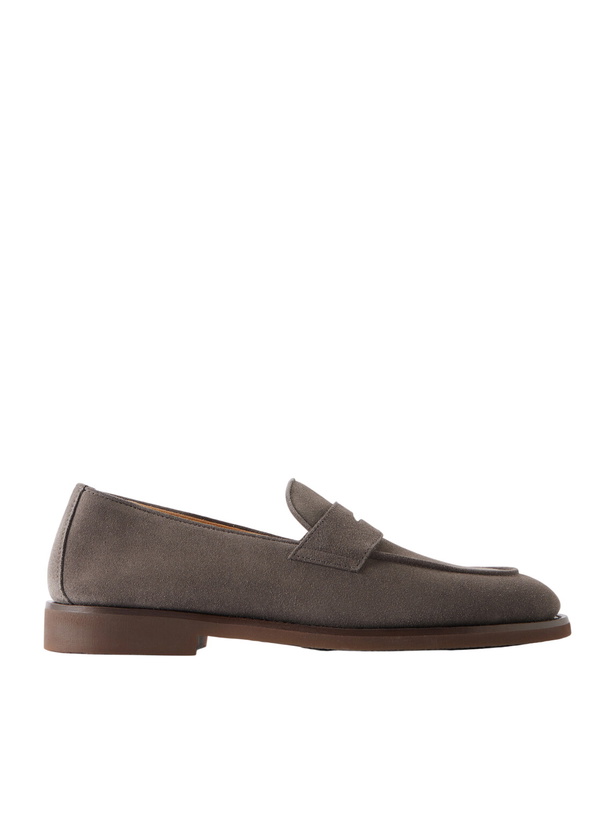 Photo: Brunello Cucinelli - Flex Suede Penny Loafers - Brown