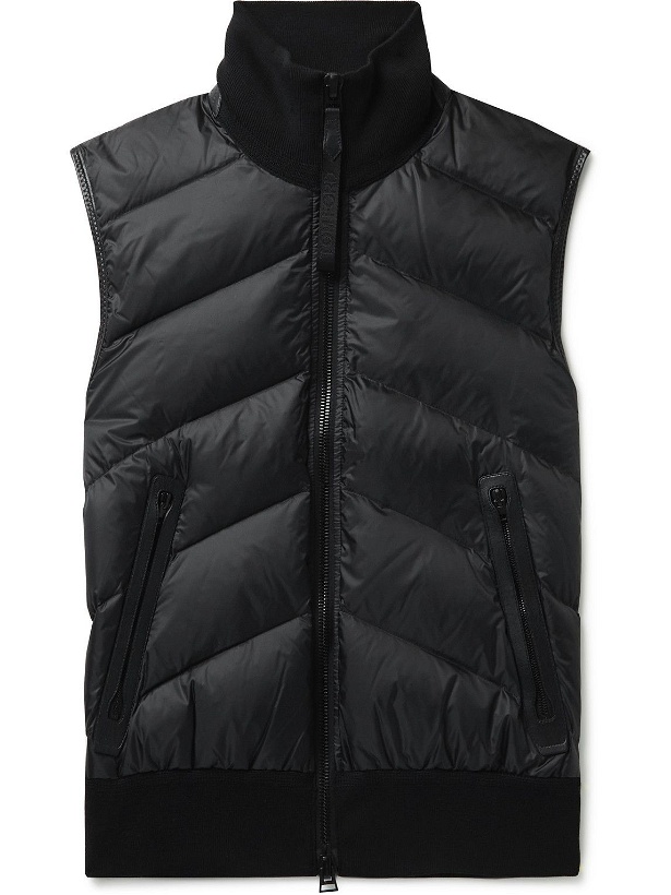 Photo: TOM FORD - Leather-Trimmed Merino Wool and Quilted Shell Down Gilet - Black