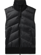 TOM FORD - Leather-Trimmed Merino Wool and Quilted Shell Down Gilet - Black