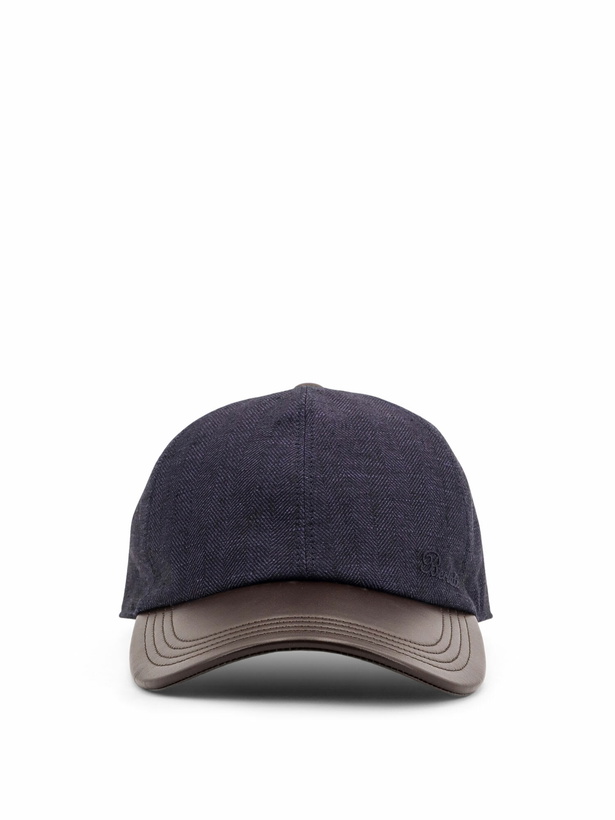 Photo: Berluti Linen Baseball Hat With Leather Inserts