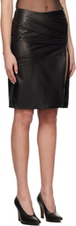 Nensi Dojaka Black Asymmetric Zip Leather Midi Skirt