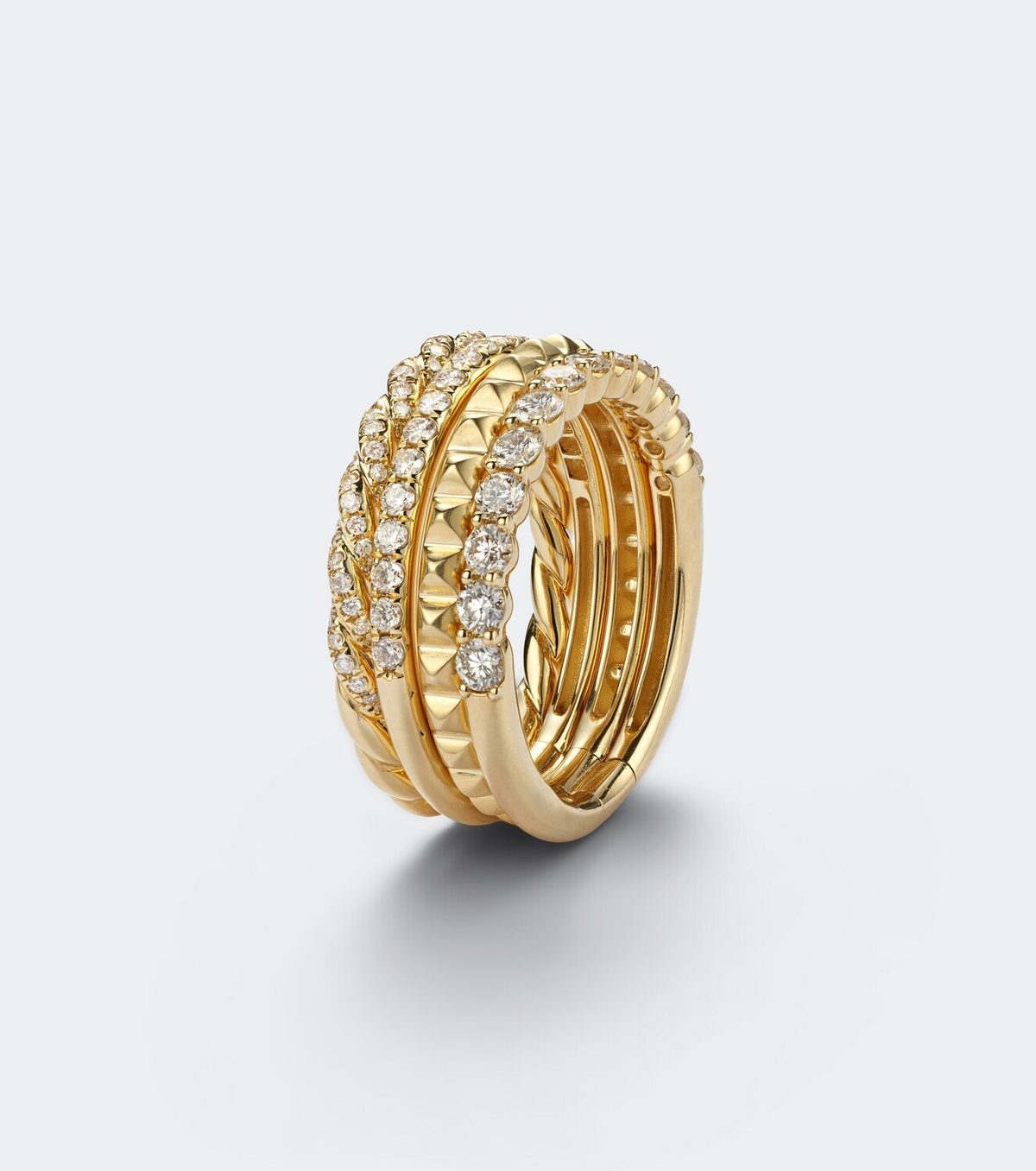 David Yurman Petite Pavé 18kt gold ring with diamonds