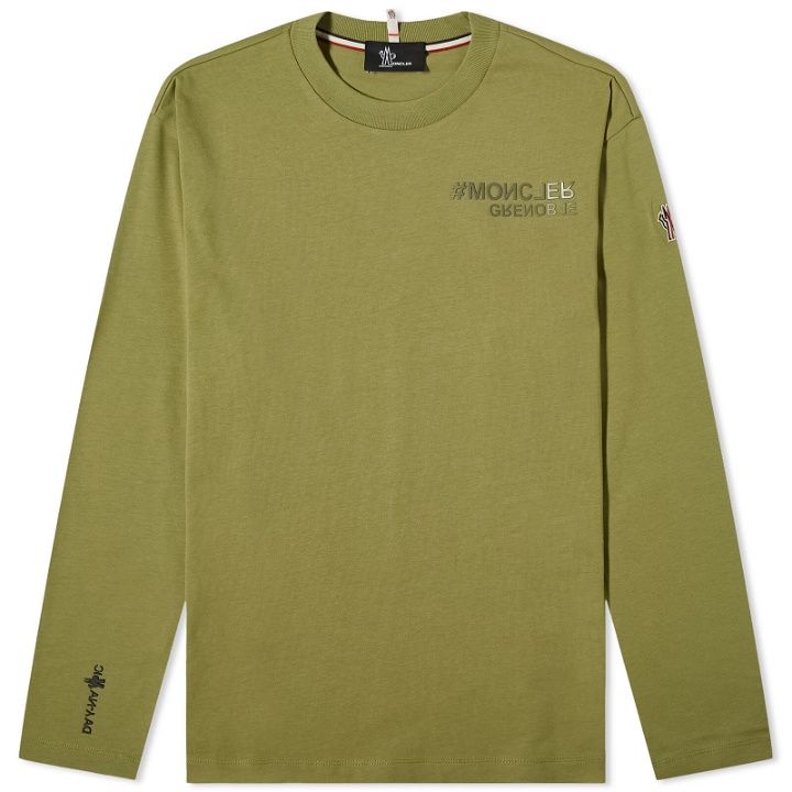 Photo: Moncler Grenoble Men's Long Sleeve Logo T-Shirt in Green