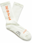 Rostersox - Hope Metallic Intarsia Ribbed Cotton-Blend Socks