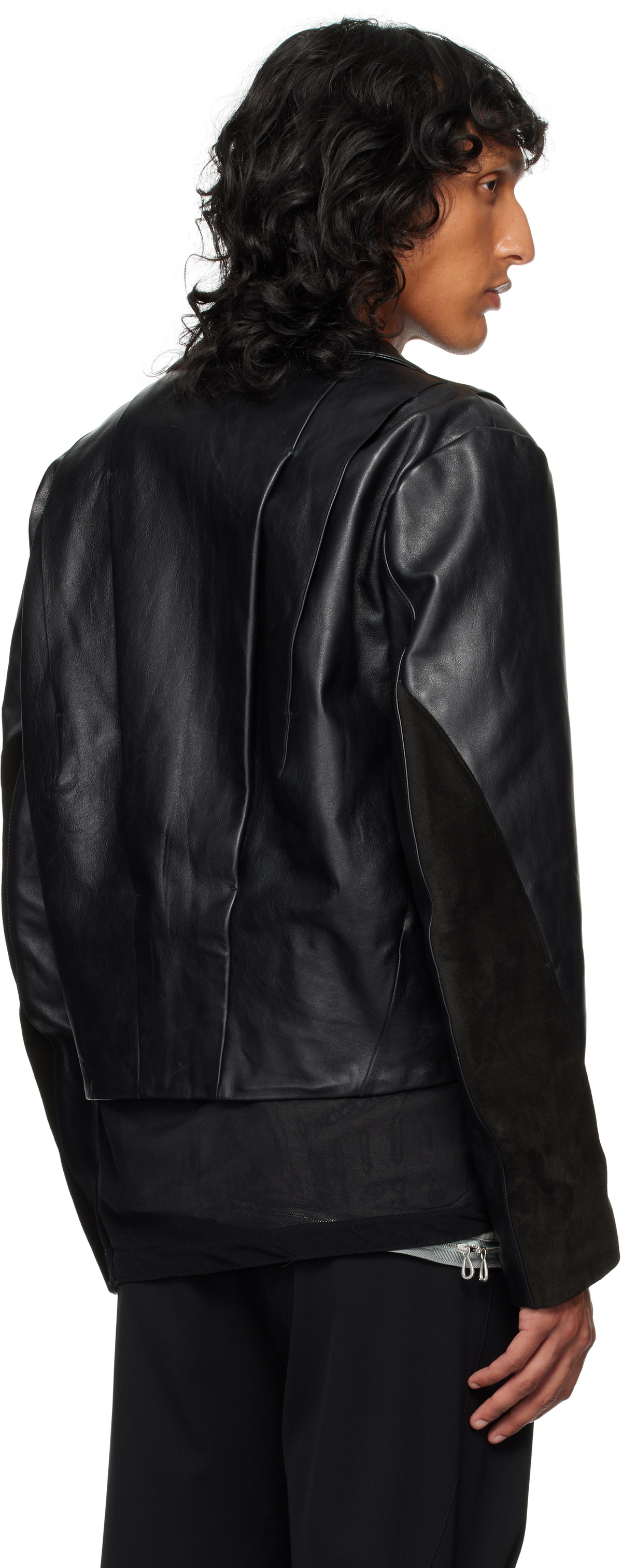 CMMAWEAR Black Darted Leather Jacket