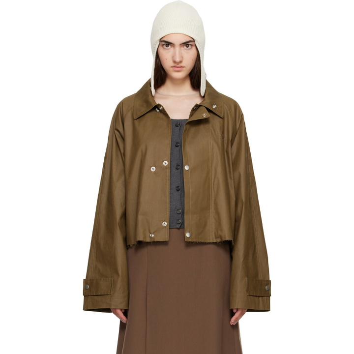 Photo: MM6 Maison Margiela Khaki Coated Short Trench Jacket