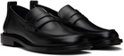 AMI Paris Black Leather Anatomical Toe Loafers