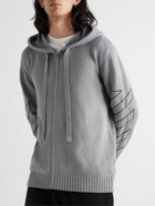 Off-White - Intarsia Cotton-Blend Zip-Up Hoodie - Gray