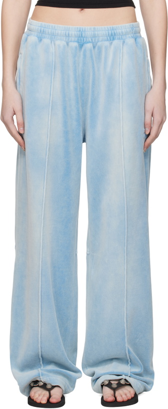 Photo: alexanderwang.t Blue Crushed Velour Lounge Pants