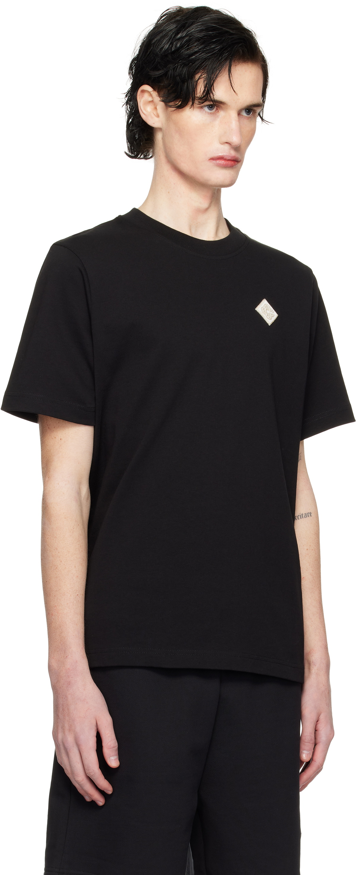 Casablanca Black Pearl Diamond Patch T-shirt
