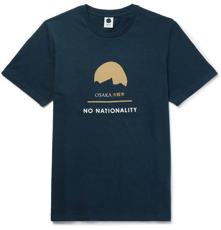 Photo: NN07 - Printed Cotton-Blend Jersey T-Shirt - Men - Navy