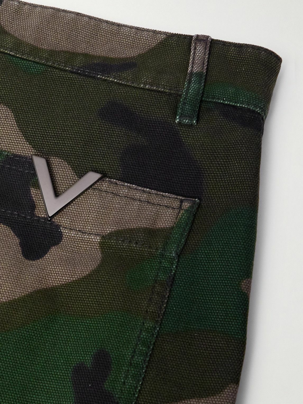 Valentino Garavani - Straight-Leg Camouflage-Print Canvas Cargo Shorts - Green