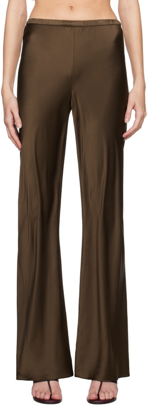 Photo: Silk Laundry Brown Bias Cut Lounge Pants