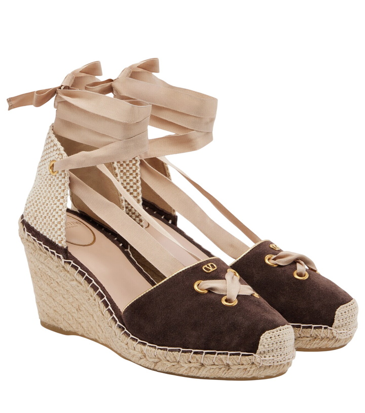 Photo: Valentino Garavani VLogo suede espadrille wedges