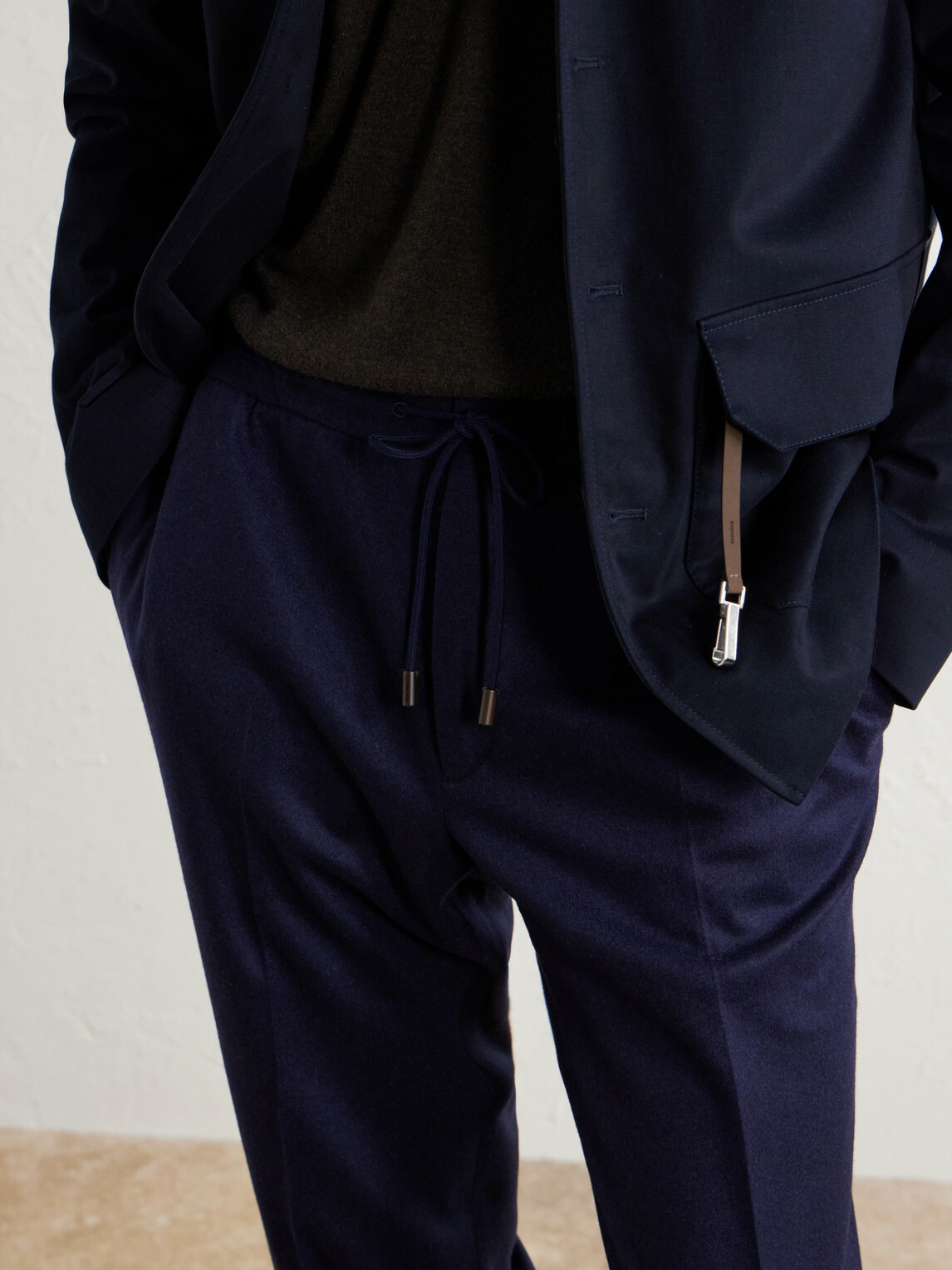 Slowear - Incotex Tapered Cashmere-Flannel Drawstring Trousers - Blue