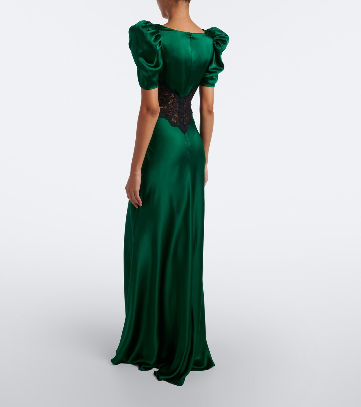 Rodarte Lace-trimmed silk satin gown