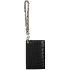 Saint Laurent Black Croc Logo Chain Wallet