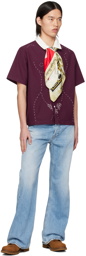 KidSuper Burgundy Embroidered Figure Shirt
