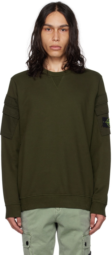 Photo: Stone Island Khaki Crewneck Sweatshirt