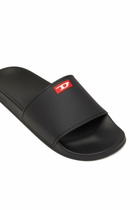 Diesel Sa-Swim-Rubber pool slides with D logo - Slides Mens in Black