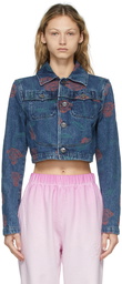 Opening Ceremony Blue Denim Allover Roses Jacket