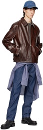 Acne Studios Brown Zipper Leather Jacket