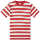 Armor-Lux Men's Wide Stripe T-Shirt in Cranberry/Natural