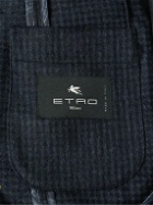 Etro - Unstructured Micro-Checked Brushed Cashmere-Blend Blazer - Blue