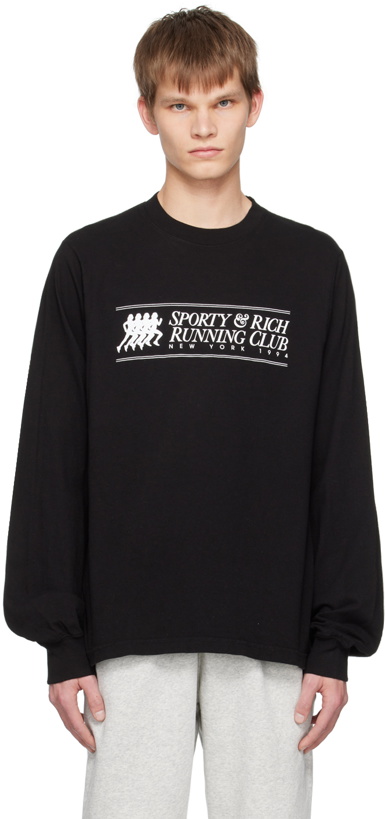 Photo: Sporty & Rich Black 94 Running Club Long Sleeve T-Shirt